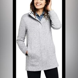Land's End Women's Sweater Fleece Grey Coat Size M